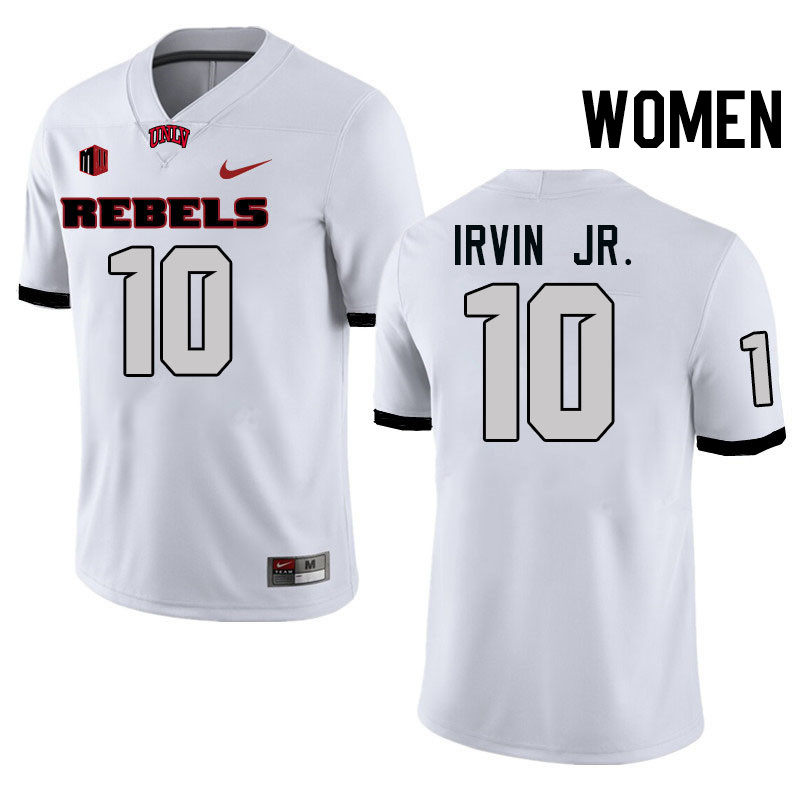 Women #10 DeAngelo Irvin Jr. UNLV Rebels College Football Jerseys Stitched-White